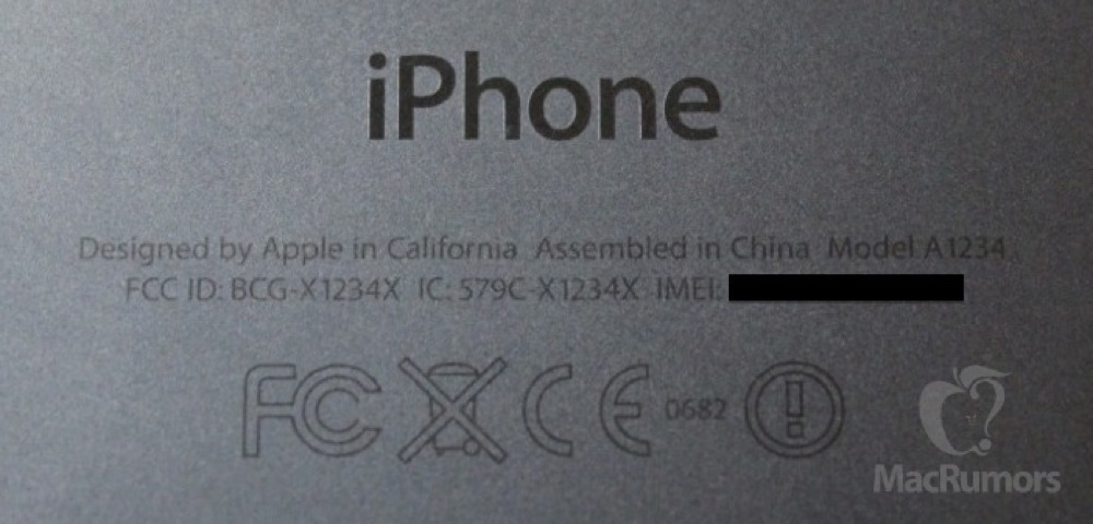 Iphone 5S rear text
