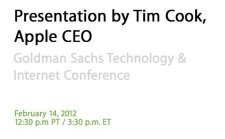 Apple、Goldman Sachs Technology and Internet Conferenceでのティム・クックCEOのプレゼンを公開