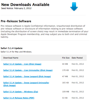 Apple、デベロッパー向けに「Safari 5.1.4」リリース