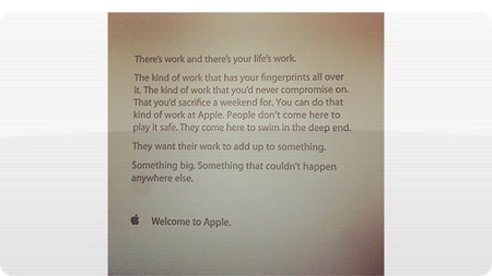 Appleの新入社員に渡されるメッセージ
