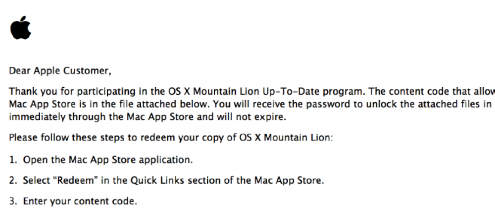 Apple、「OS X Mountain Lion up-to-dateプログラム」のプロモーションコードを再発行
