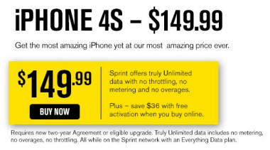 Sprint、「iPhone 4S」の価格を50ドル引き下げ