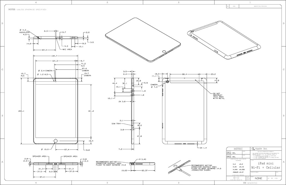 Apple サードパーティメーカー向けに Ipad Mini と Ipad 第4世代 の寸法図を公開