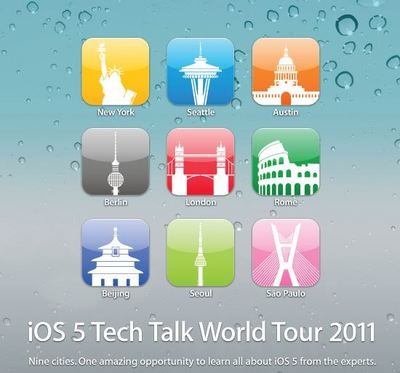 Appleが、「iOS 5 Tech Talk World Tour 2011」開催を発表