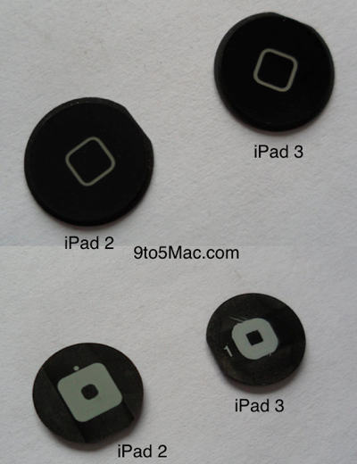 「iPad 2」と「iPad 3」のホームボタン