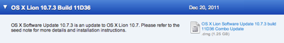 Apple、デベロッパー向け「OS X Lion 10.7.3(build 11D36)」リリース