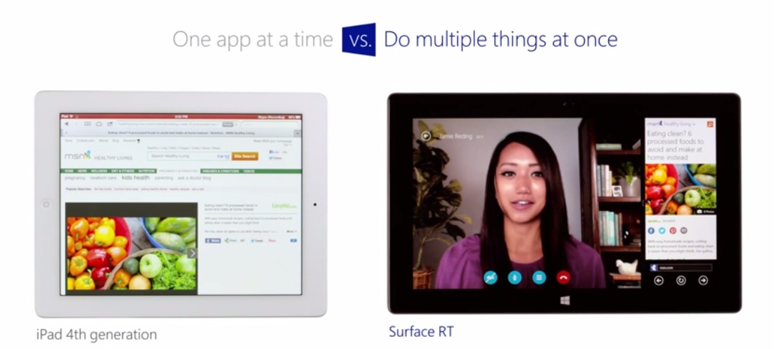 Microsoft、「Surface RT」と「iPad」を比較するCMを公開