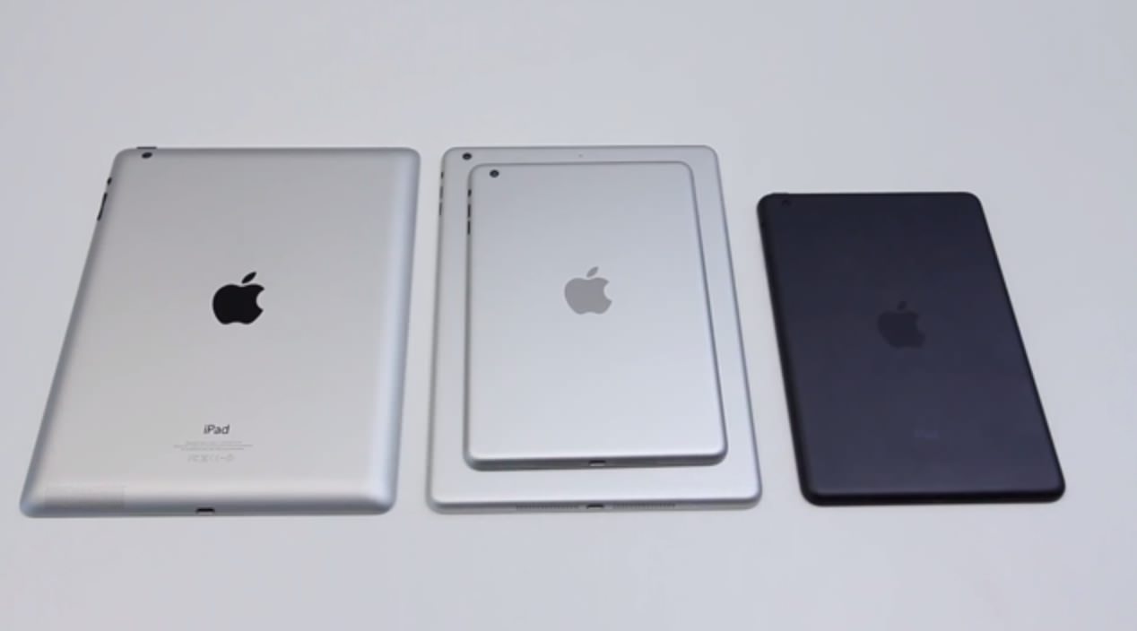 「iPad mini(第2世代)」と「iPad(第5世代)」のバックパネルを比較したムービー