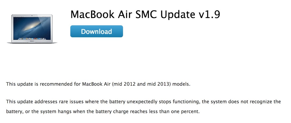 Apple、「MacBook Air SMC アップデート1.9」リリース