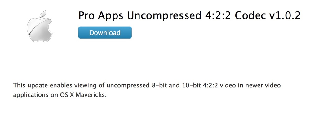 Apple、「Pro Apps Uncompressed 4:2:2 Codec v1.0.2」リリース