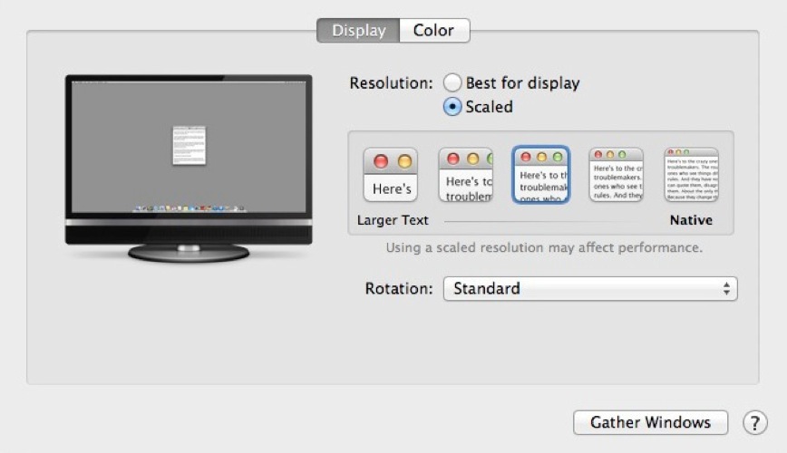 「OS X 10.9.3」では、外付け4Kディスプレイでもスケーリング解像度機能が利用可能