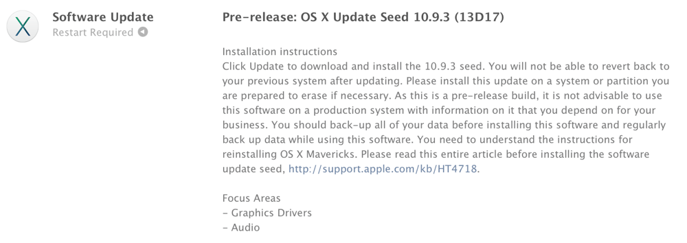 Apple、デベロッパー向けに「OS X 10.9.3 (Build 13D17)」リリース