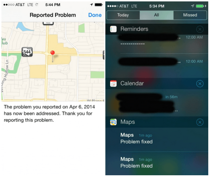 Apple、マップアプリの修正を報告した一部ユーザーに修正したことをプッシュ通知して知らせる