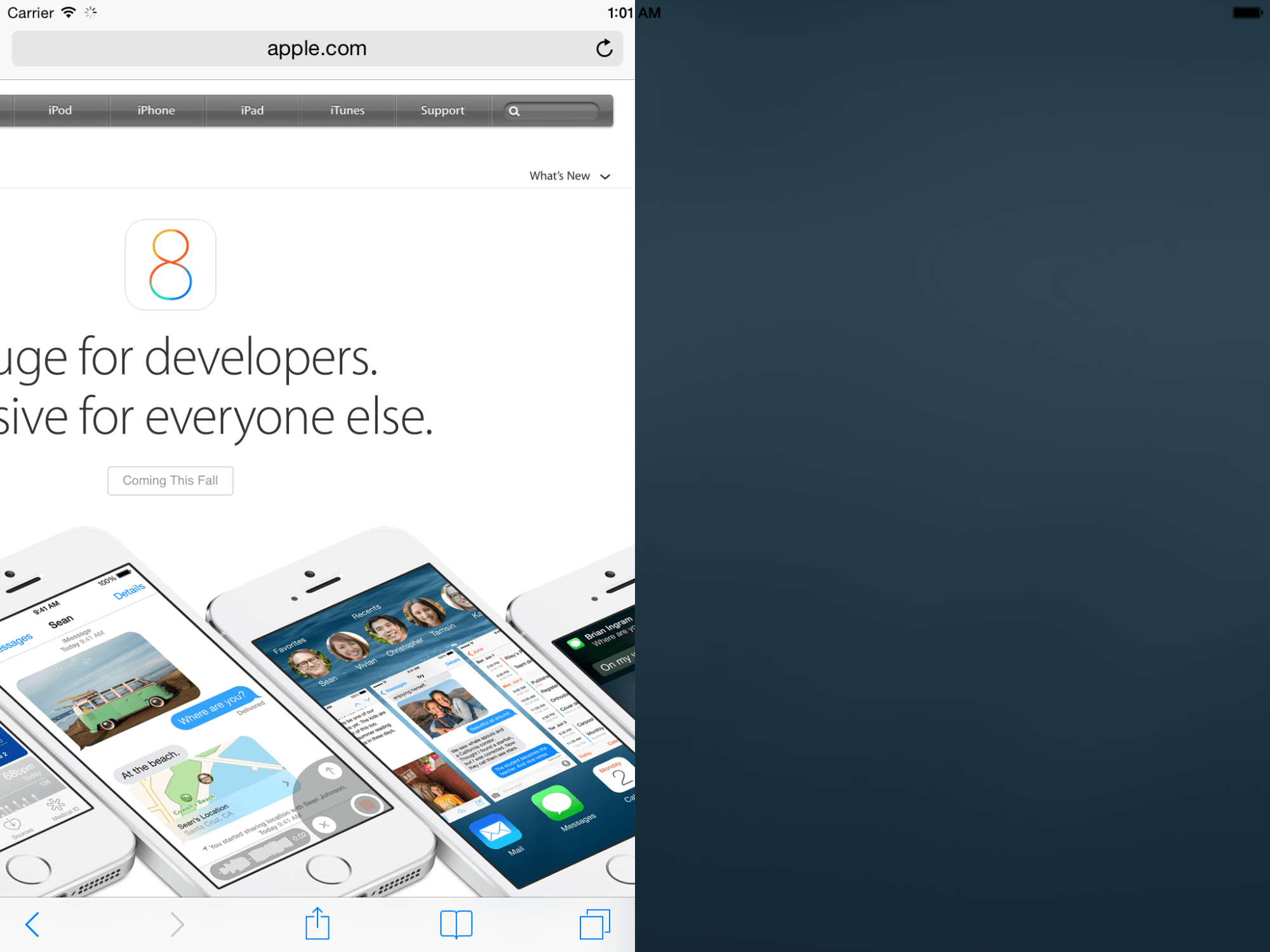 「iOS 8」で搭載が噂されるiPadの画面分割機能をシミュレーターで動かしている動画が公開される