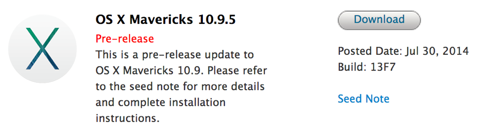 Apple、デベロッパー向けに「OS X Mavericks 10.9.5」と「Safari 7.0.6/6.0.6」リリース