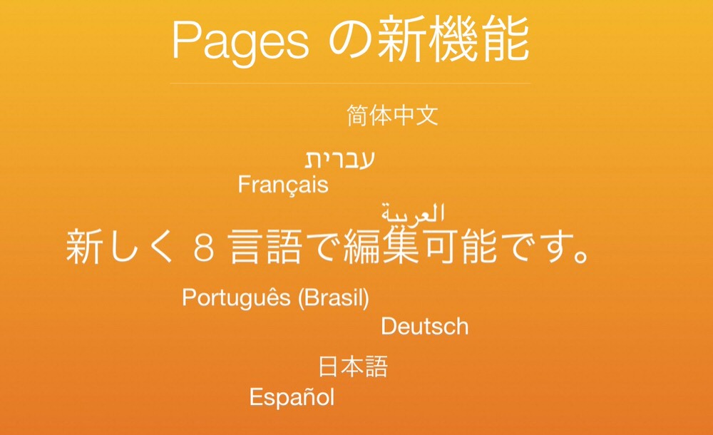Apple、iCloud用iWorkアプリをアップデート、新たに日本語を含むいくつかの言語で編集が可能に