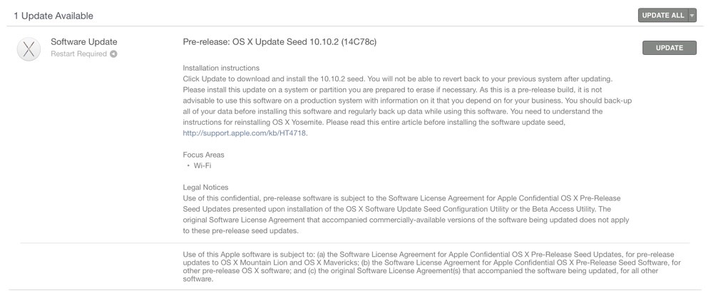 Apple、デベロッパー向けに「OS X 10.10.2 (Build 14C78c)」リリース