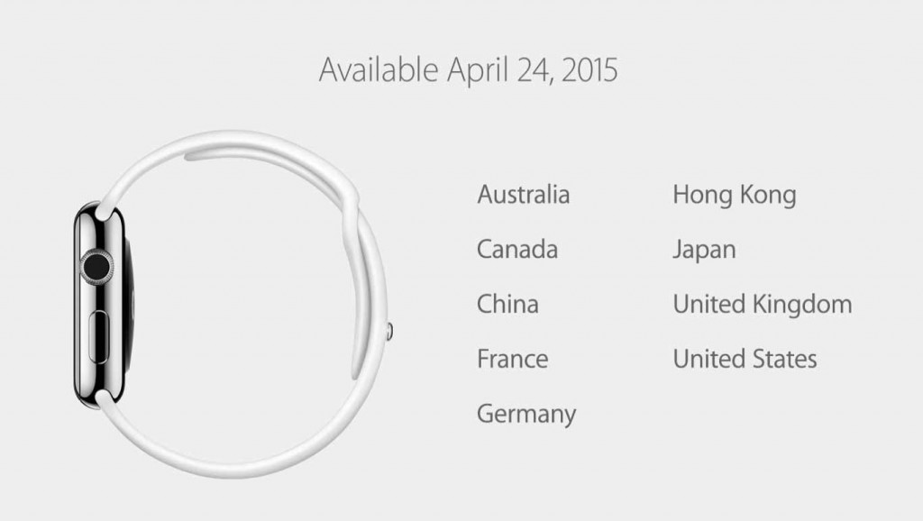 Apple、「Apple Watch」を日本を含む9カ国で4月10日に予約を開始し、4月24日に発売