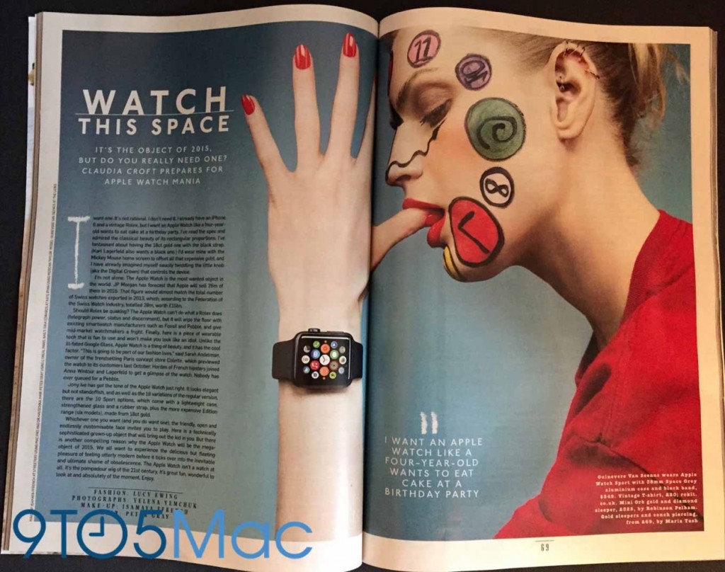 Apple、イギリスのファッション誌にも「Apple Watch」の広告を掲載
