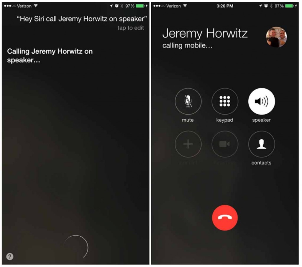「iOS 8.3」では「Hey Siri」機能でスピーカーフォン通話が可能に