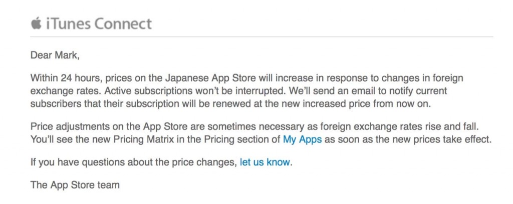 Apple、日本のApp Storeの価格を24時間以内に値上げへ