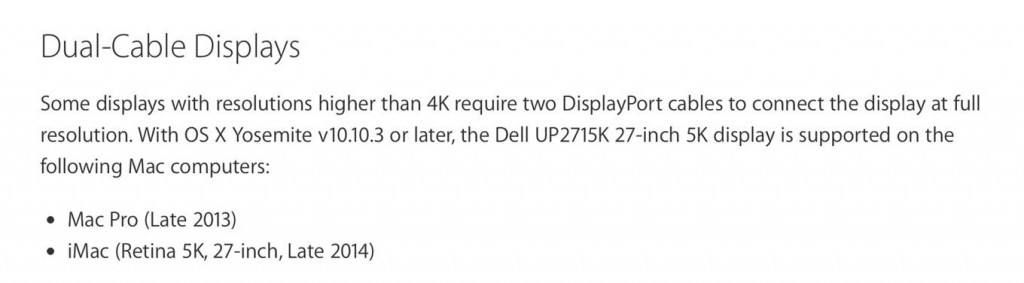 「OS X Yosemite 10.10.3」から「Mac Pro(Late 2013)」「iMac Retina 5K」でDellの5Kディスプレイ「Dell UP2715K」をサポート