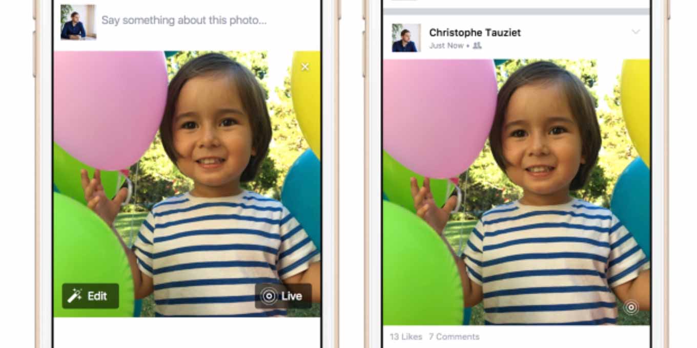 Facebook、一部のユーザーから公式アプリ内で「Live Photos」の投稿と表示に対応