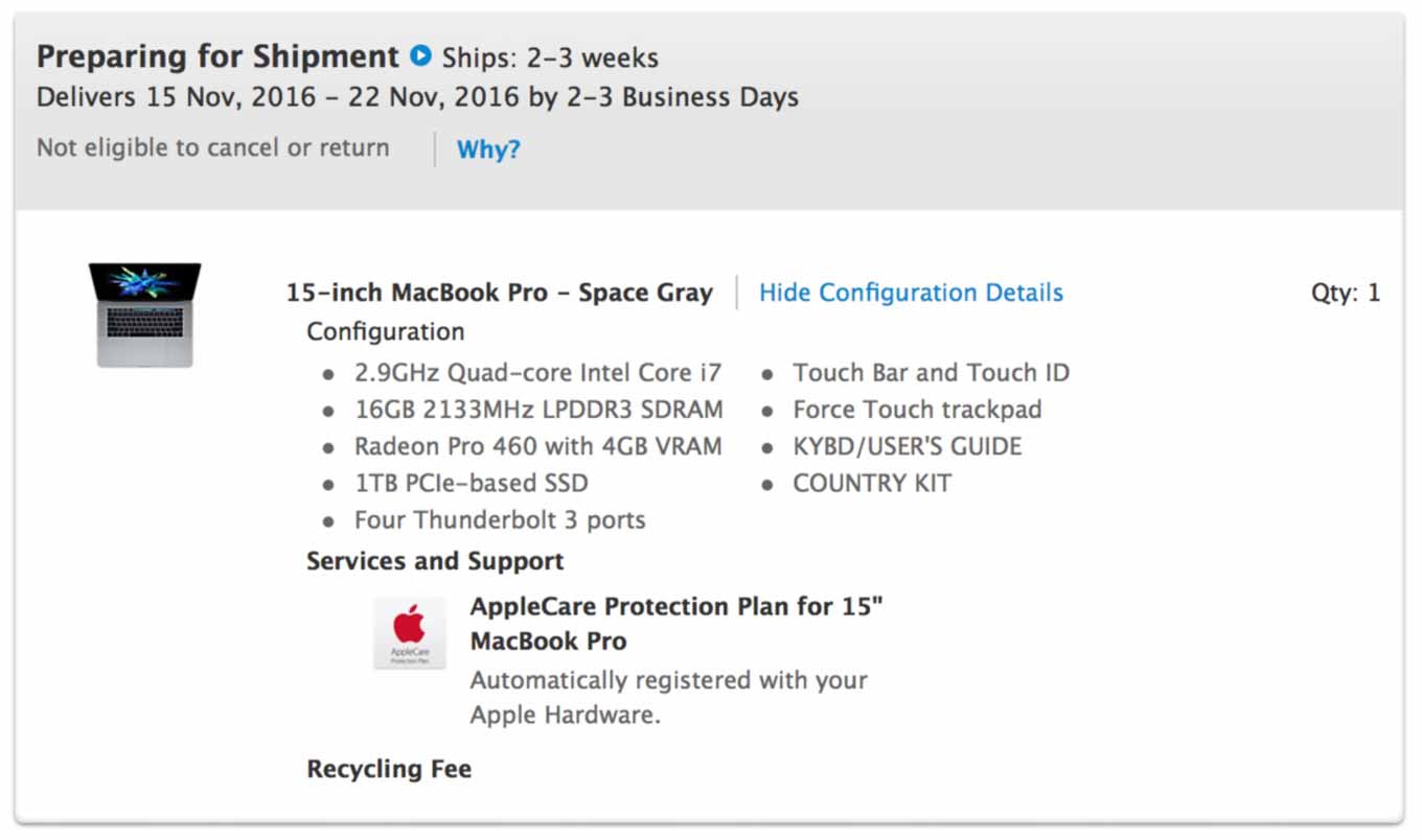Macbookprotouch shipment