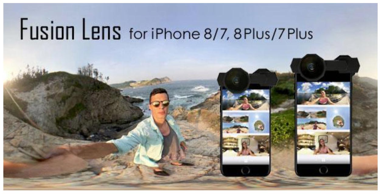 日本ポステック、MakuakeでiPhoneに装着するだけでに360度撮影ができる「Fusion Lens」先行販売開始