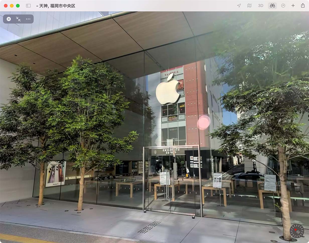 Appleマップアプリで360度見渡せる機能「Look Around」、福岡、広島、高松で利用可能に